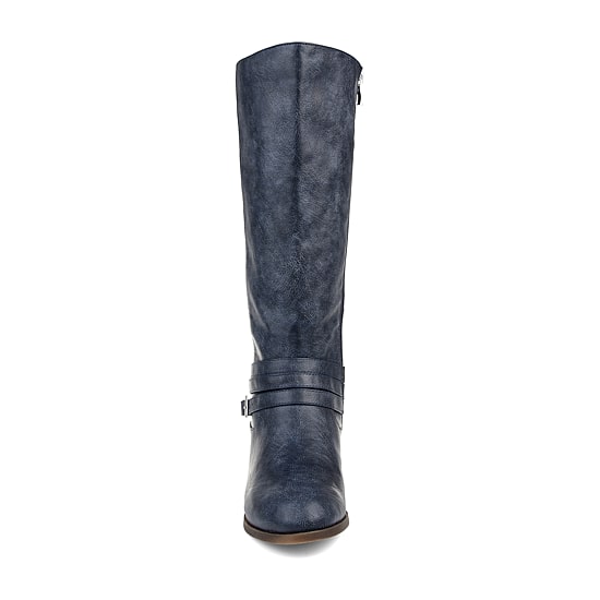 Journee Collection Womens Ivie Wide Calf Stacked Heel Zip Riding Boots
