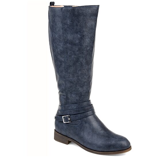 Journee Collection Womens Ivie Wide Calf Stacked Heel Zip Riding Boots