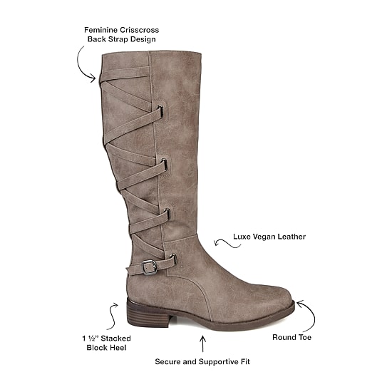 Journee Collection Womens Carly Extra Wide Calf Stacked Heel Riding Boots