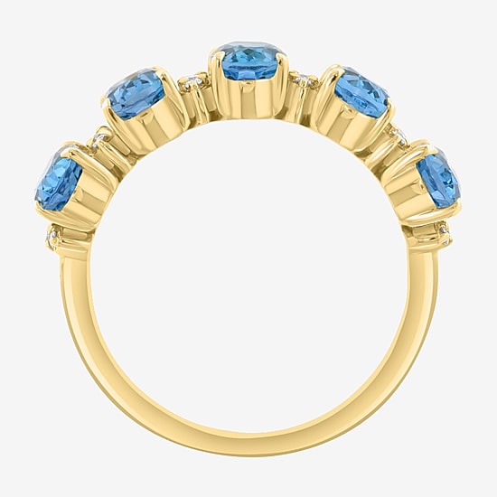 Effy Final Call Limited Quantities! Womens 1/10 CT. T.W. Genuine Blue Topaz 14K Gold 5-Stone Band