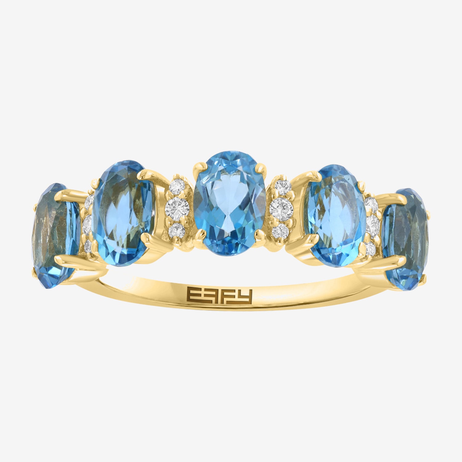 Effy Final Call Limited Quantities! Womens 1/10 CT. T.W. Genuine Blue Topaz 14K Gold 5-Stone Band