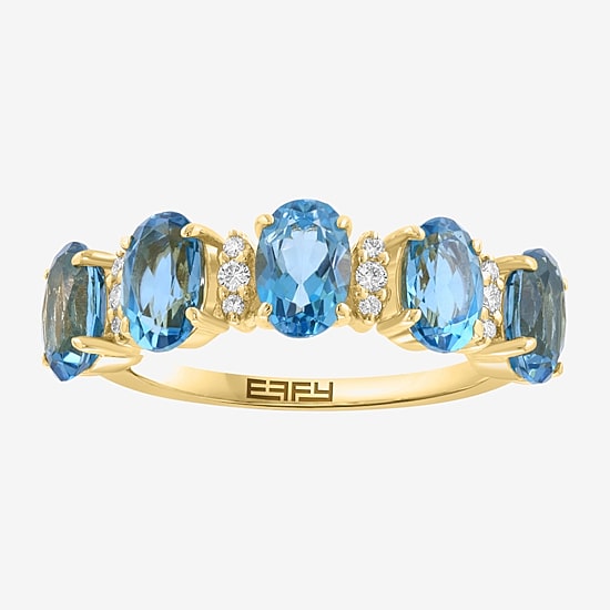 Effy Final Call Limited Quantities! Womens 1/10 CT. T.W. Genuine Blue Topaz 14K Gold 5-Stone Band