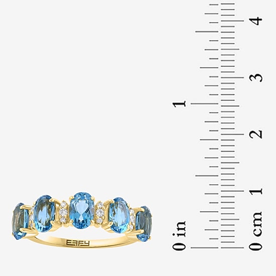 Effy Final Call Limited Quantities! Womens 1/10 CT. T.W. Genuine Blue Topaz 14K Gold 5-Stone Band