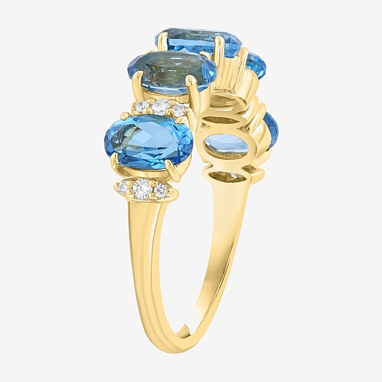 Effy Final Call Limited Quantities! Womens 1/10 CT. T.W. Genuine Blue Topaz 14K Gold 5-Stone Band