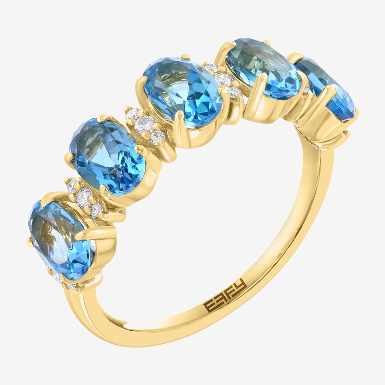 Effy Final Call Limited Quantities! Womens 1/10 CT. T.W. Genuine Blue Topaz 14K Gold 5-Stone Band