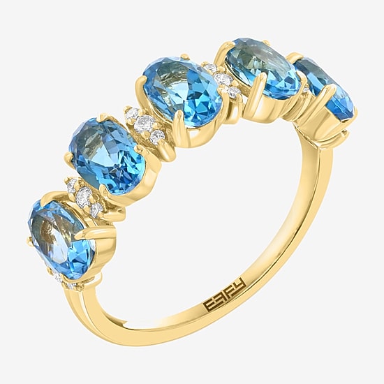 Effy Final Call Limited Quantities! Womens 1/10 CT. T.W. Genuine Blue Topaz 14K Gold 5-Stone Band