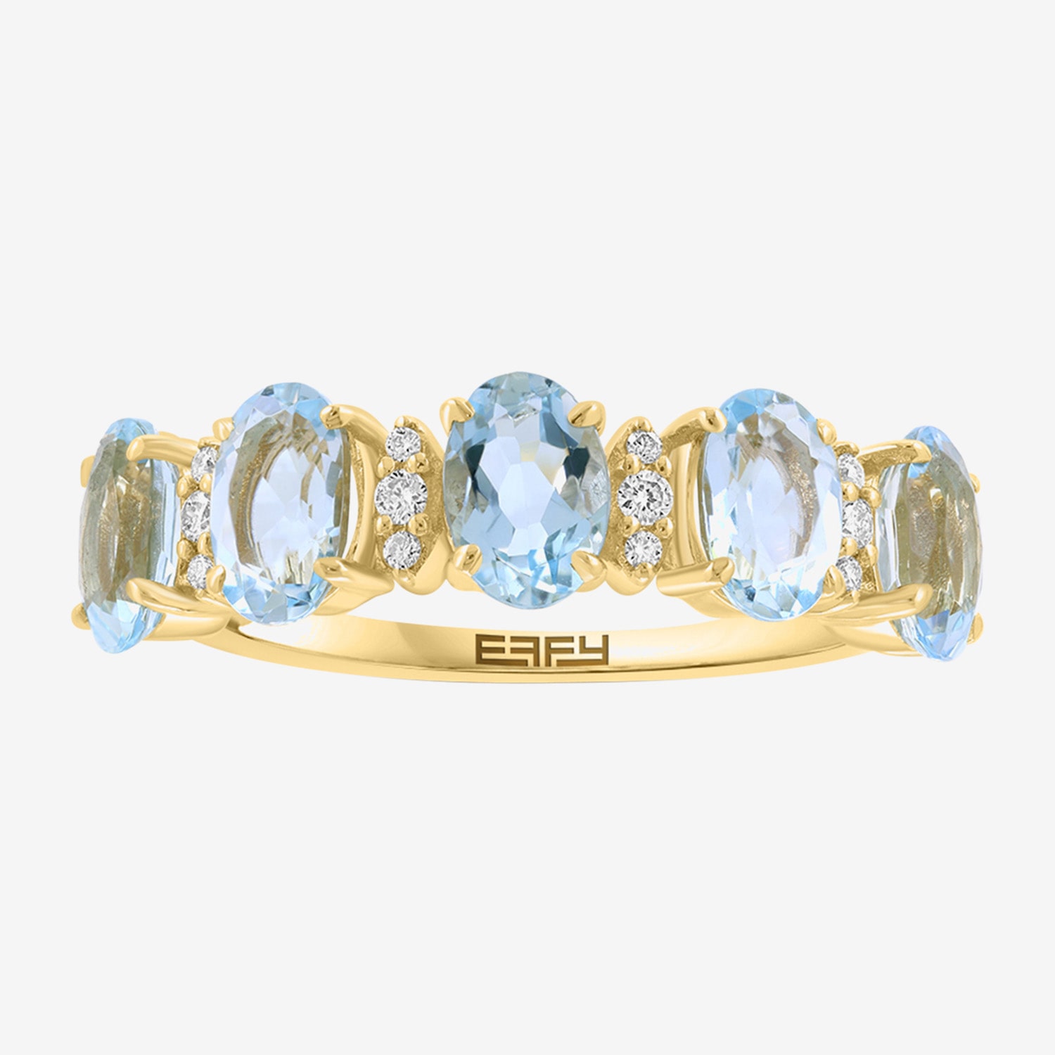 Effy Final Call Limited Quantities! Womens 1/10 CT. T.W. Genuine Blue Aquamarine 14K Gold 5-Stone Band