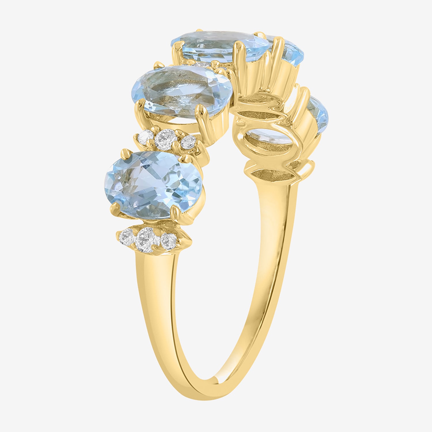 Effy Final Call Limited Quantities! Womens 1/10 CT. T.W. Genuine Blue Aquamarine 14K Gold 5-Stone Band