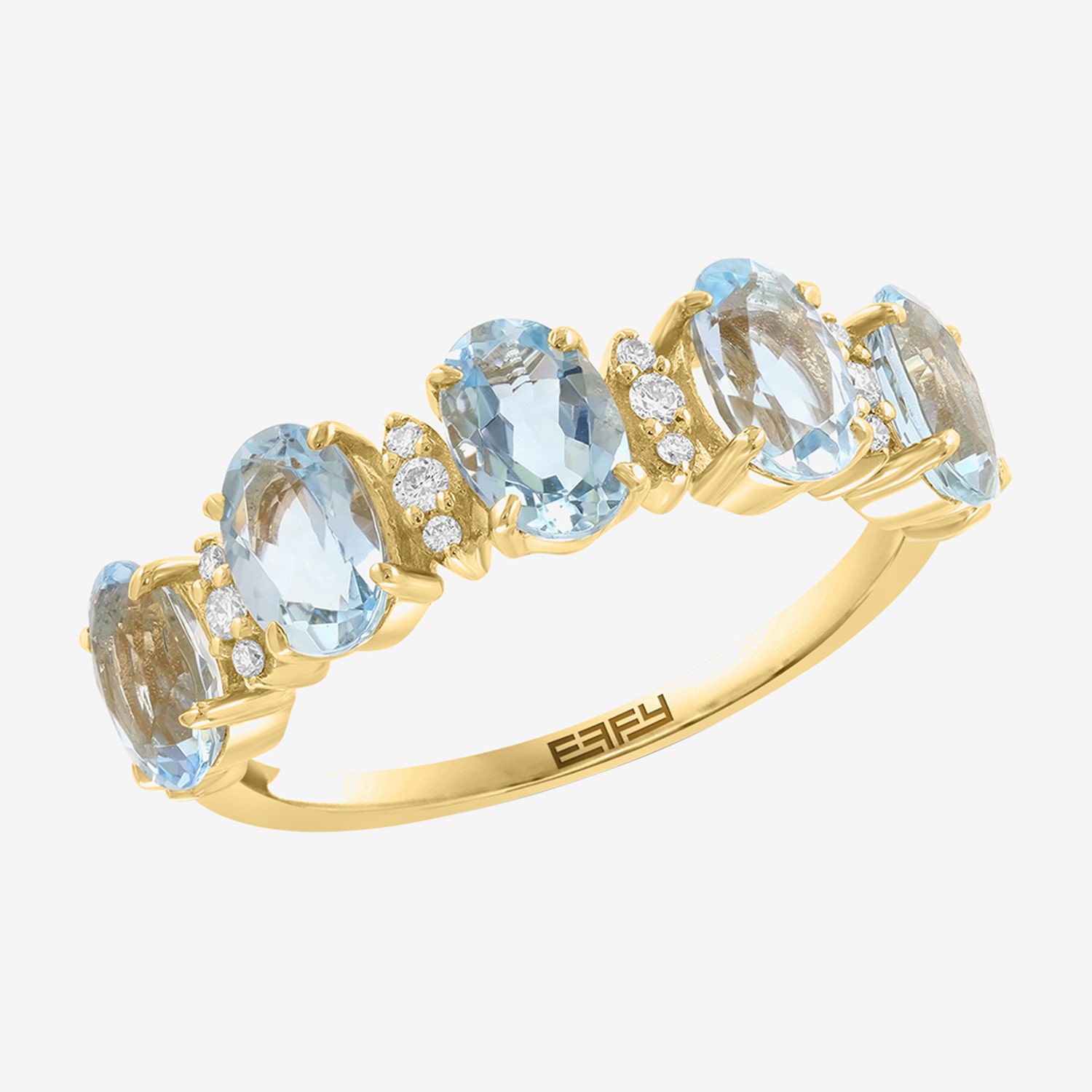 Effy Final Call Limited Quantities! Womens 1/10 CT. T.W. Genuine Blue Aquamarine 14K Gold 5-Stone Band