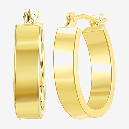 Womens 10K Gold 15mm Oval Hoop Earrings
