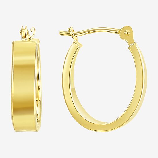 Womens 10K Gold 15mm Oval Hoop Earrings