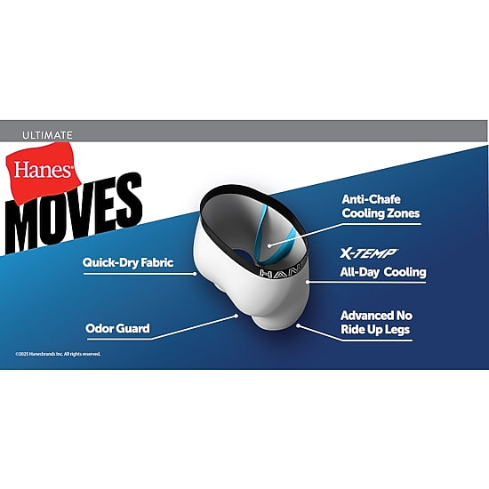 Hanes Moves X-Temp Performance Total Support Pouch Mens 4 Pack Cooling Multi-Pack Support Pouch Trunks Umstc4