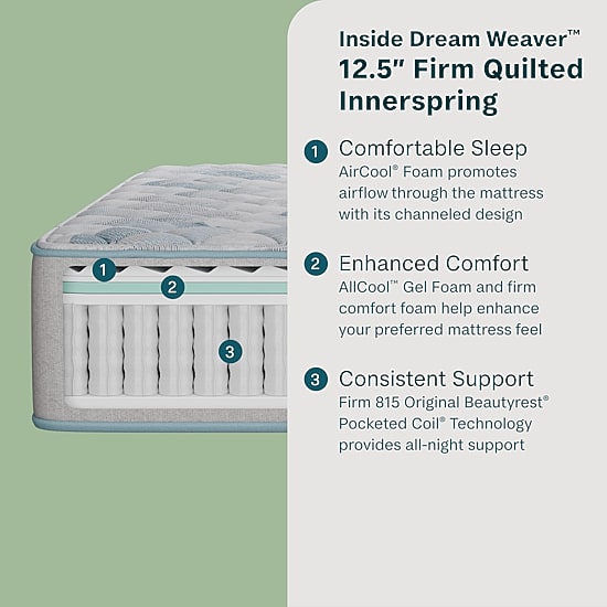 BeautySleep Dream Weaver 12.5" Firm Tight Top - Mattress + Adjustable Base
