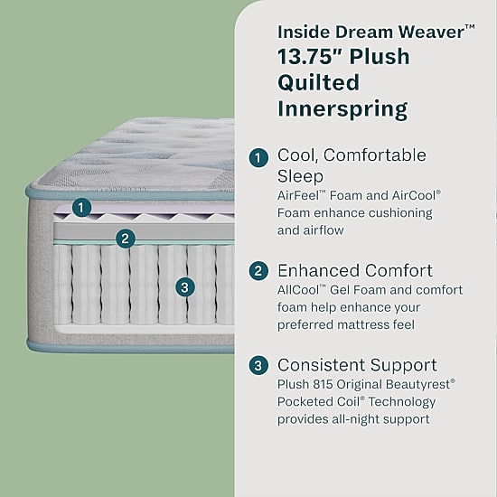 BeautySleep Dream Weaver 13.75" Plush Tight Top - Mattress + Adjustable Base