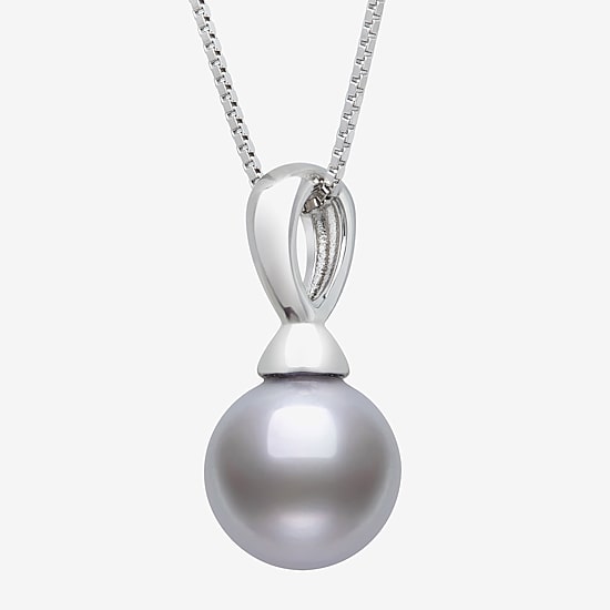Womens Gray Cultured Freshwater Pearl Sterling Silver Ball 18 Inch Pendant Necklace