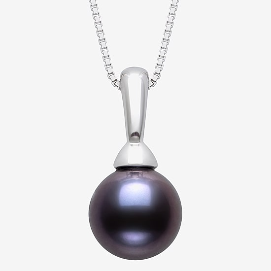 Womens Black Cultured Freshwater Pearl Sterling Silver Ball 18 Inch Pendant Necklace