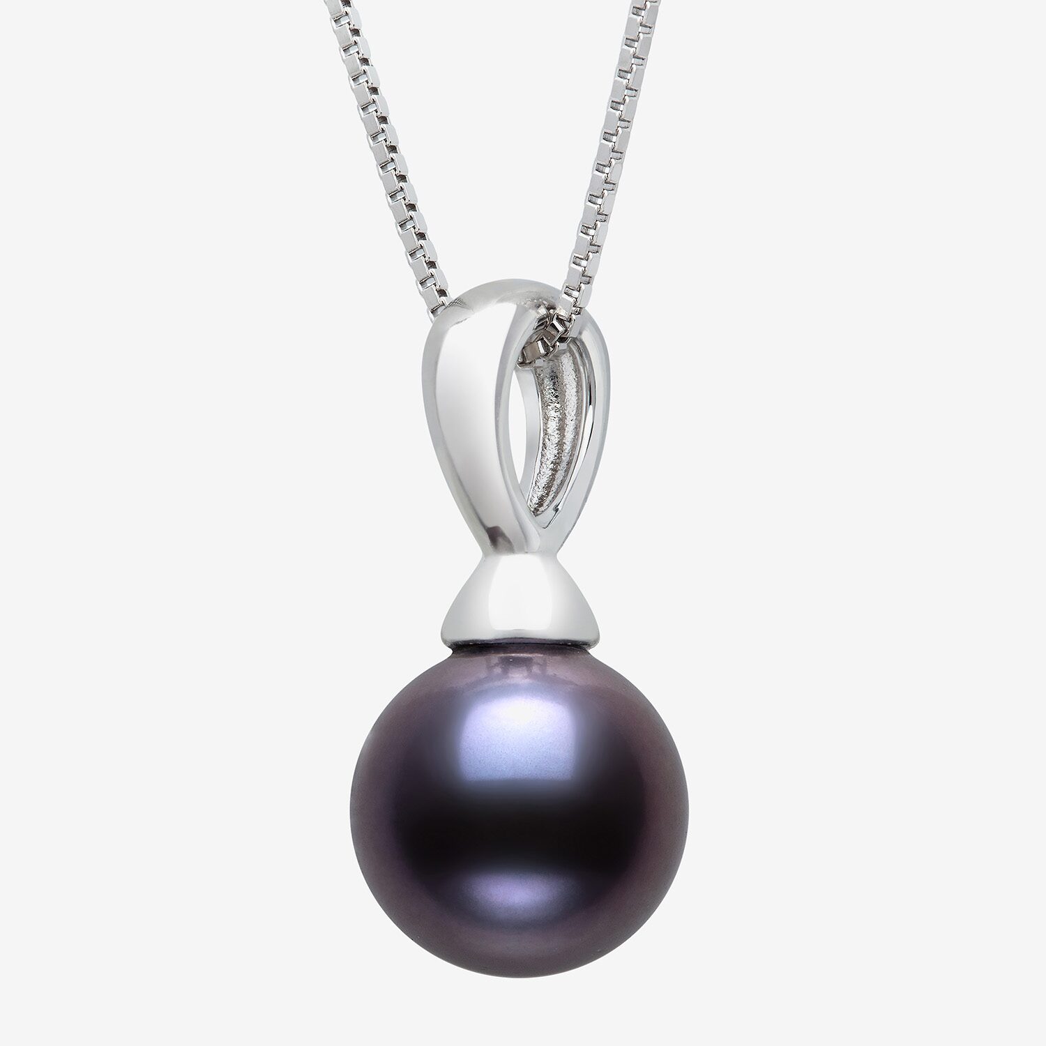 Womens Black Cultured Freshwater Pearl Sterling Silver Ball 18 Inch Pendant Necklace
