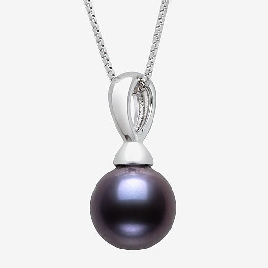Womens Black Cultured Freshwater Pearl Sterling Silver Ball 18 Inch Pendant Necklace