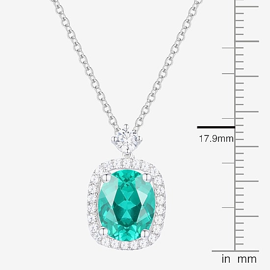 Womens Lab Created Green Yttrium Aluminum Garnet Sterling Silver Oval 18 Inch Pendant Necklace
