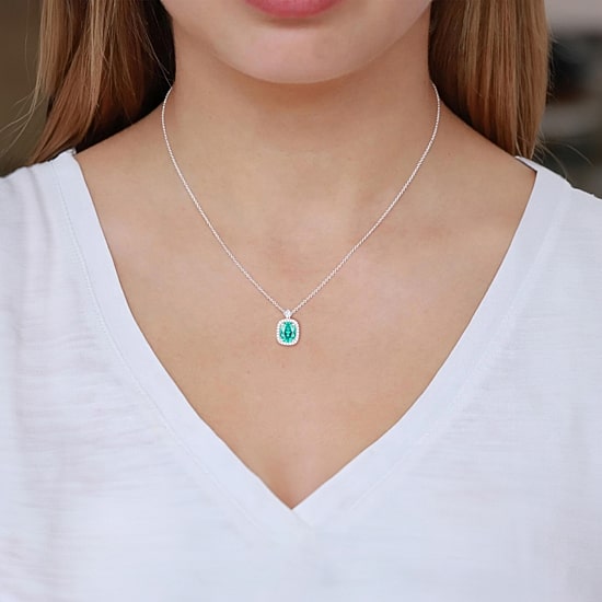 Womens Lab Created Green Yttrium Aluminum Garnet Sterling Silver Oval 18 Inch Pendant Necklace
