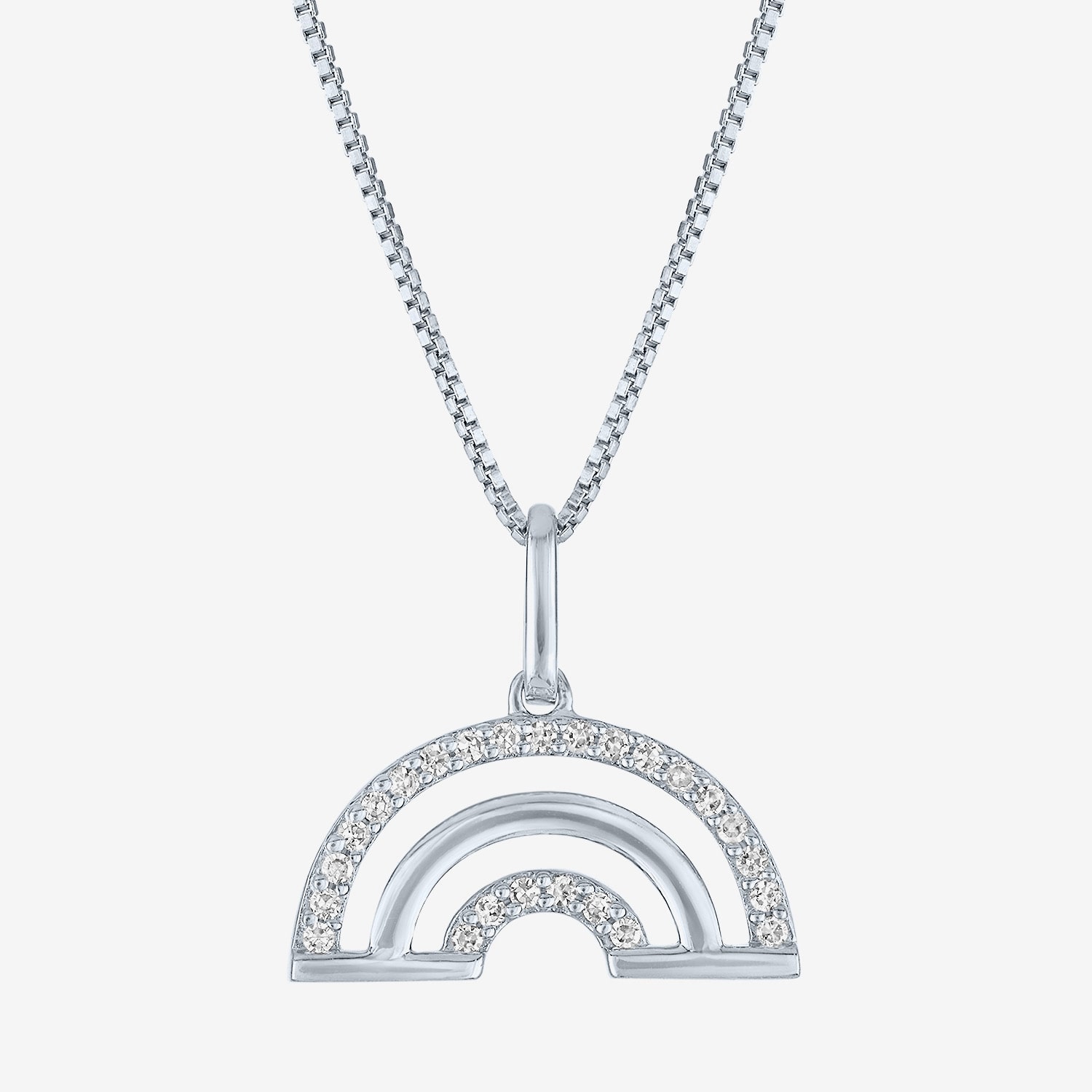 Rainbow (Gh / Si2 I1) Womens 1/10 CT. T.W. Lab Grown White Diamond Sterling Silver 18 Inch Pendant Necklace