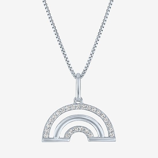Rainbow (Gh / Si2 I1) Womens 1/10 CT. T.W. Lab Grown White Diamond Sterling Silver 18 Inch Pendant Necklace