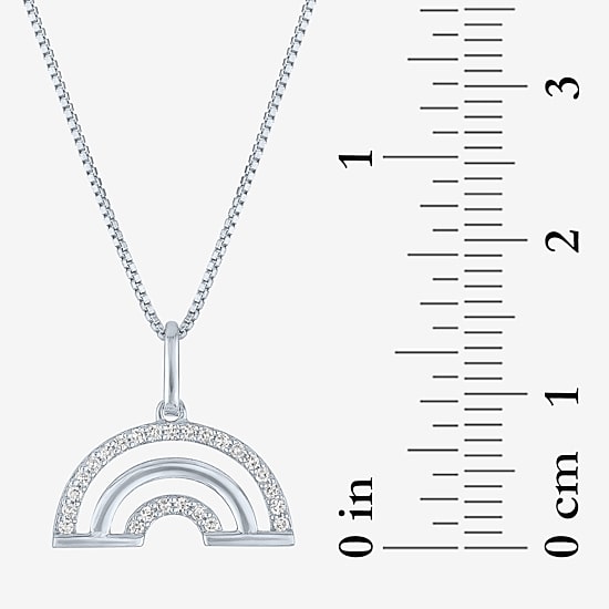 Rainbow (Gh / Si2 I1) Womens 1/10 CT. T.W. Lab Grown White Diamond Sterling Silver 18 Inch Pendant Necklace