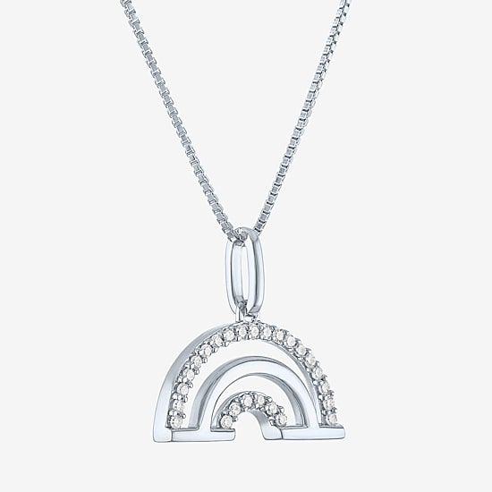 Rainbow (Gh / Si2 I1) Womens 1/10 CT. T.W. Lab Grown White Diamond Sterling Silver 18 Inch Pendant Necklace