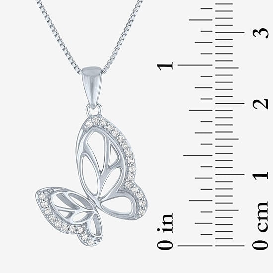 Butterfly (Gh / Si2 I1) Womens 1/10 CT. T.W. Lab Grown White Diamond Sterling Silver Butterfly 18 Inch Pendant Necklace