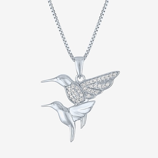 Hummingbird (Gh / Si2 I1) Womens 1/10 CT. T.W. Lab Grown White Diamond Sterling Silver 18 Inch Pendant Necklace