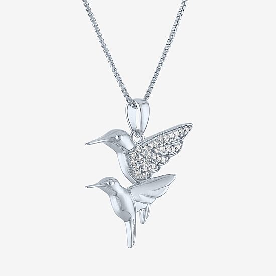Hummingbird (Gh / Si2 I1) Womens 1/10 CT. T.W. Lab Grown White Diamond Sterling Silver 18 Inch Pendant Necklace