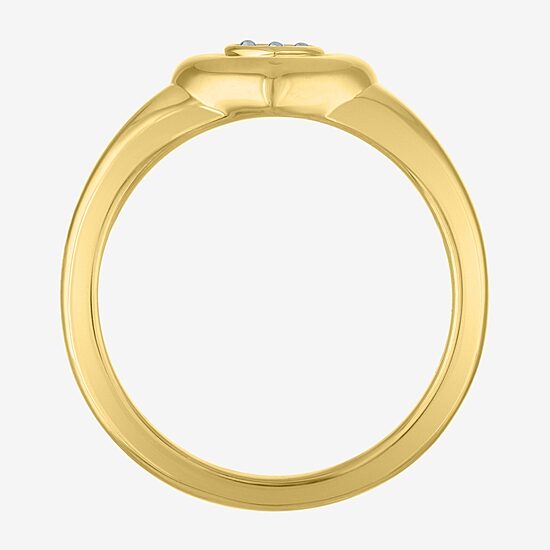 Heart (Gh / Si2 I1) Womens 1/10 CT. T.W. Lab Grown White Diamond 14K Gold Over Silver Sterling Silver Heart Cocktail Ring