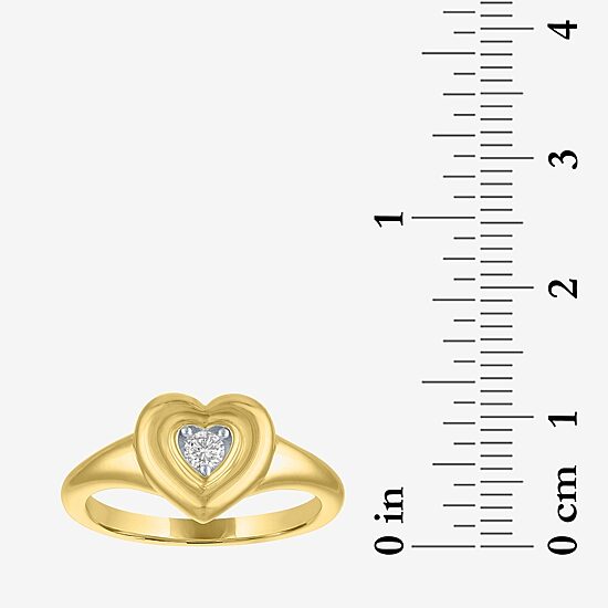 Heart (Gh / Si2 I1) Womens 1/10 CT. T.W. Lab Grown White Diamond 14K Gold Over Silver Sterling Silver Heart Cocktail Ring