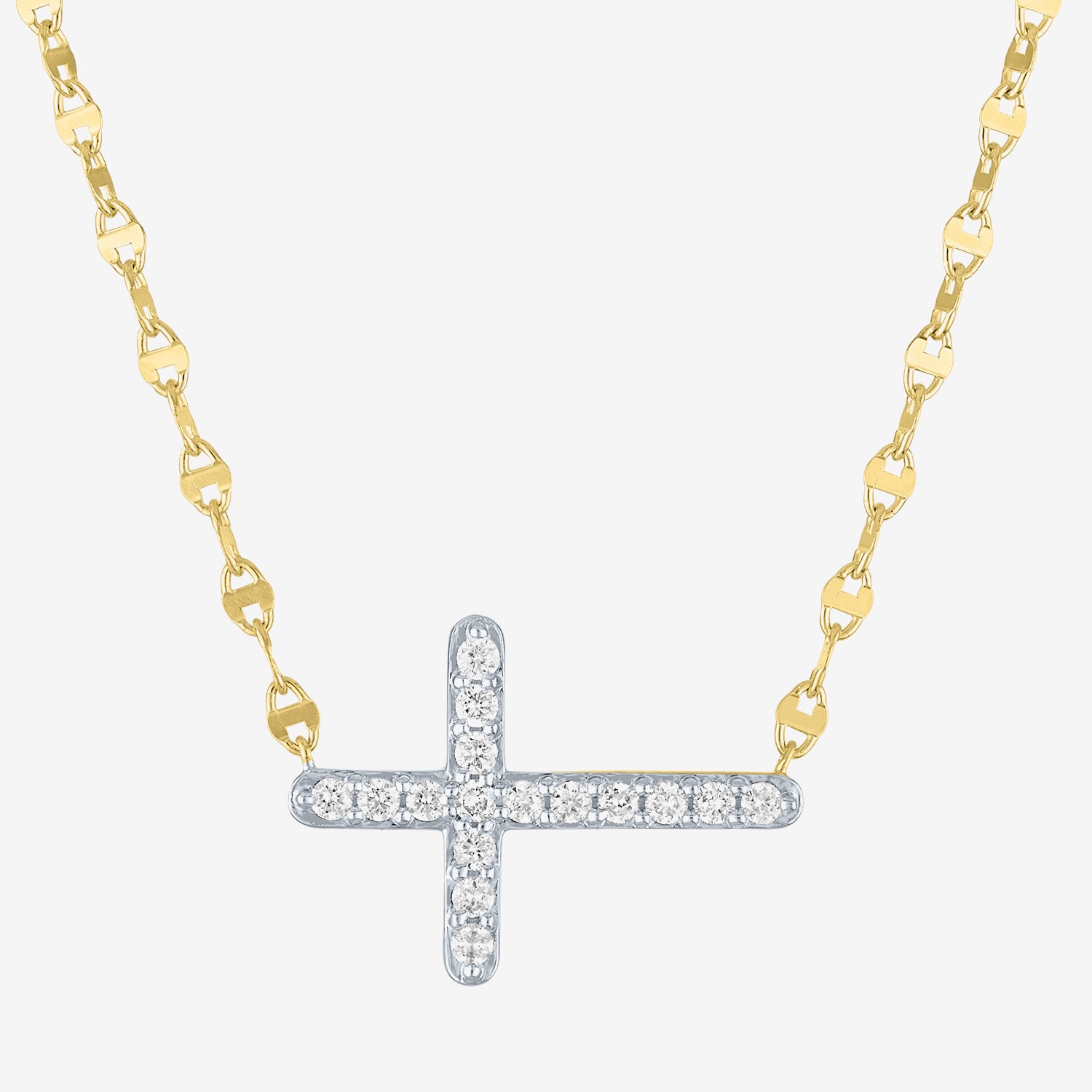 Sideways (G-H / Si2-I1) Womens 1/4 CT. T.W. Lab Grown White Diamond 14K Gold Over Silver Cross 16 Inch Pendant Necklace