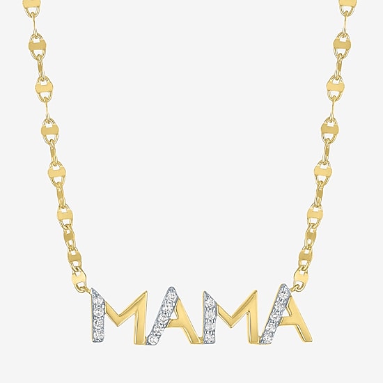 Mama (G-H / Si2-I1) Womens 1/10 CT. T.W. Lab Grown White Diamond 14K Gold Over Silver 18 Inch Pendant Necklace