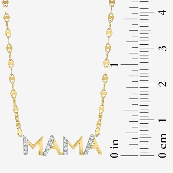 Mama (G-H / Si2-I1) Womens 1/10 CT. T.W. Lab Grown White Diamond 14K Gold Over Silver 18 Inch Pendant Necklace