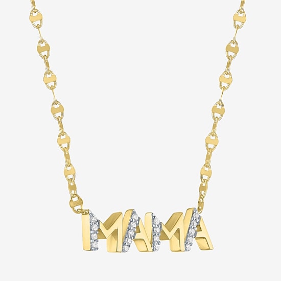 Mama (G-H / Si2-I1) Womens 1/10 CT. T.W. Lab Grown White Diamond 14K Gold Over Silver 18 Inch Pendant Necklace