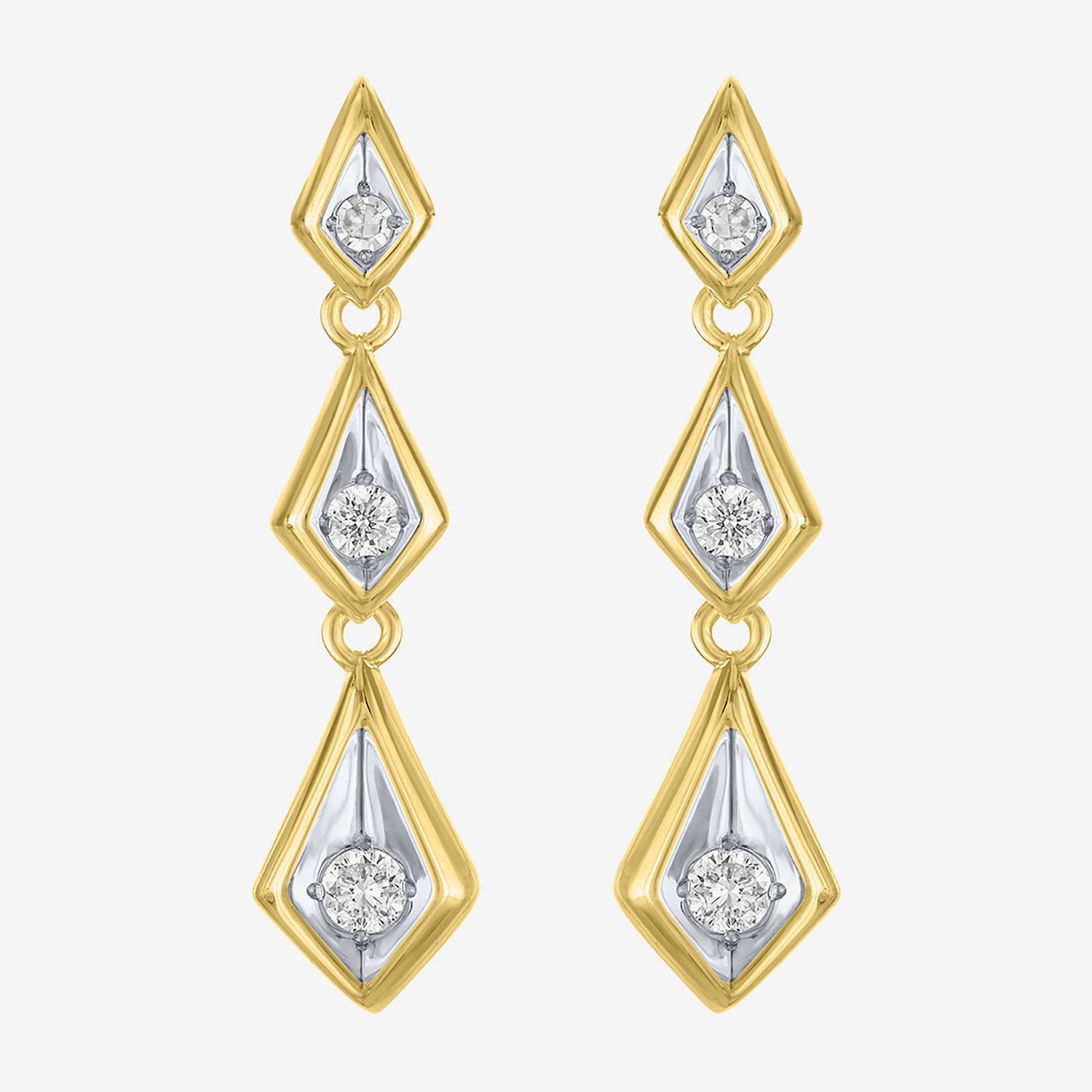 (Gh / Si2 I1) Womens 1/10 CT. T.W. Lab Grown White Diamond 14K Gold Over Silver Drop Earrings