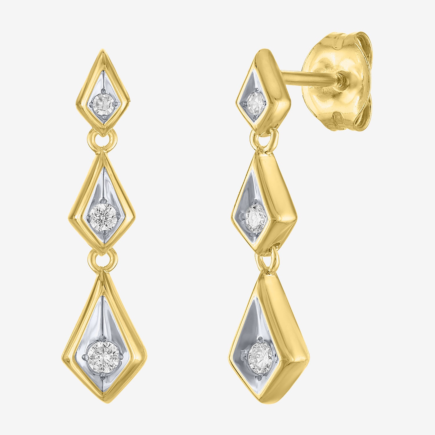 (Gh / Si2 I1) Womens 1/10 CT. T.W. Lab Grown White Diamond 14K Gold Over Silver Drop Earrings