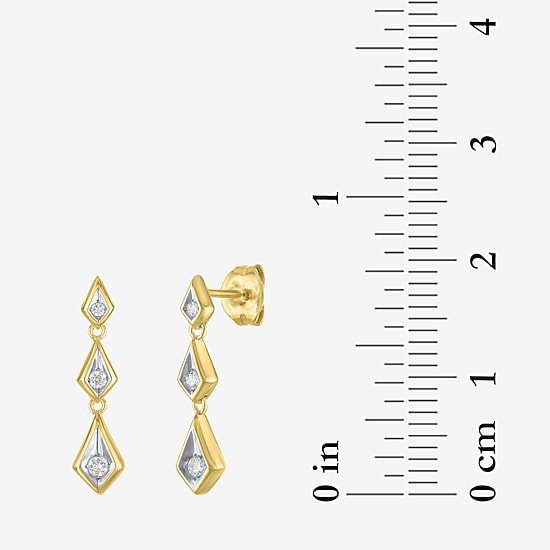 (Gh / Si2 I1) Womens 1/10 CT. T.W. Lab Grown White Diamond 14K Gold Over Silver Drop Earrings