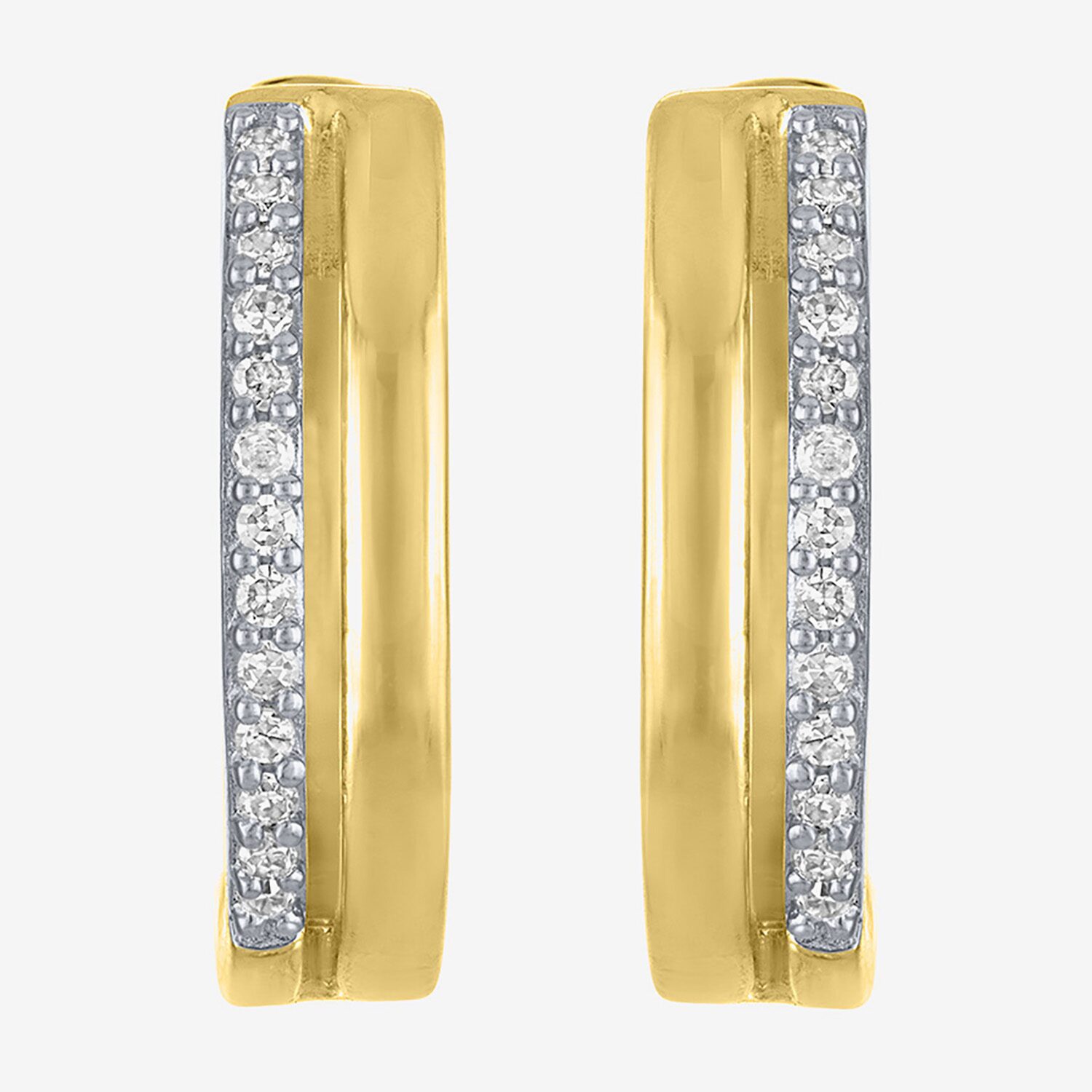 (G-H / Si2-I1) Womens 1/10 CT. T.W. Lab Grown White Diamond 14K Gold Over Silver 15mm Hoop Earrings