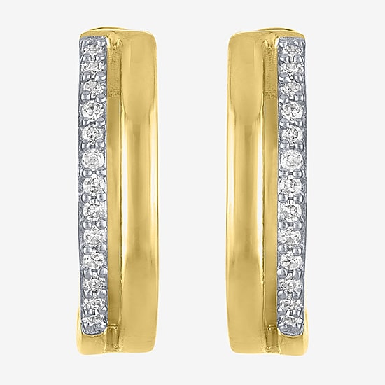 (G-H / Si2-I1) Womens 1/10 CT. T.W. Lab Grown White Diamond 14K Gold Over Silver 15mm Hoop Earrings