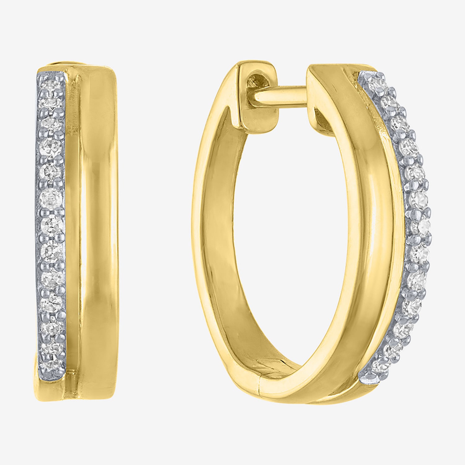 (G-H / Si2-I1) Womens 1/10 CT. T.W. Lab Grown White Diamond 14K Gold Over Silver 15mm Hoop Earrings