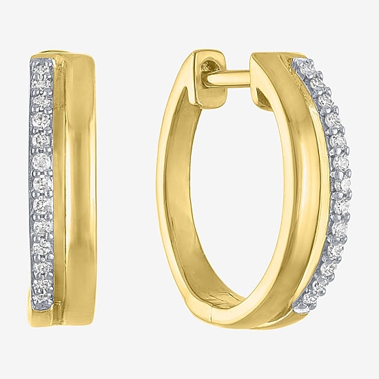 (G-H / Si2-I1) Womens 1/10 CT. T.W. Lab Grown White Diamond 14K Gold Over Silver 15mm Hoop Earrings