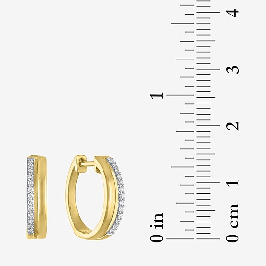 (G-H / Si2-I1) Womens 1/10 CT. T.W. Lab Grown White Diamond 14K Gold Over Silver 15mm Hoop Earrings
