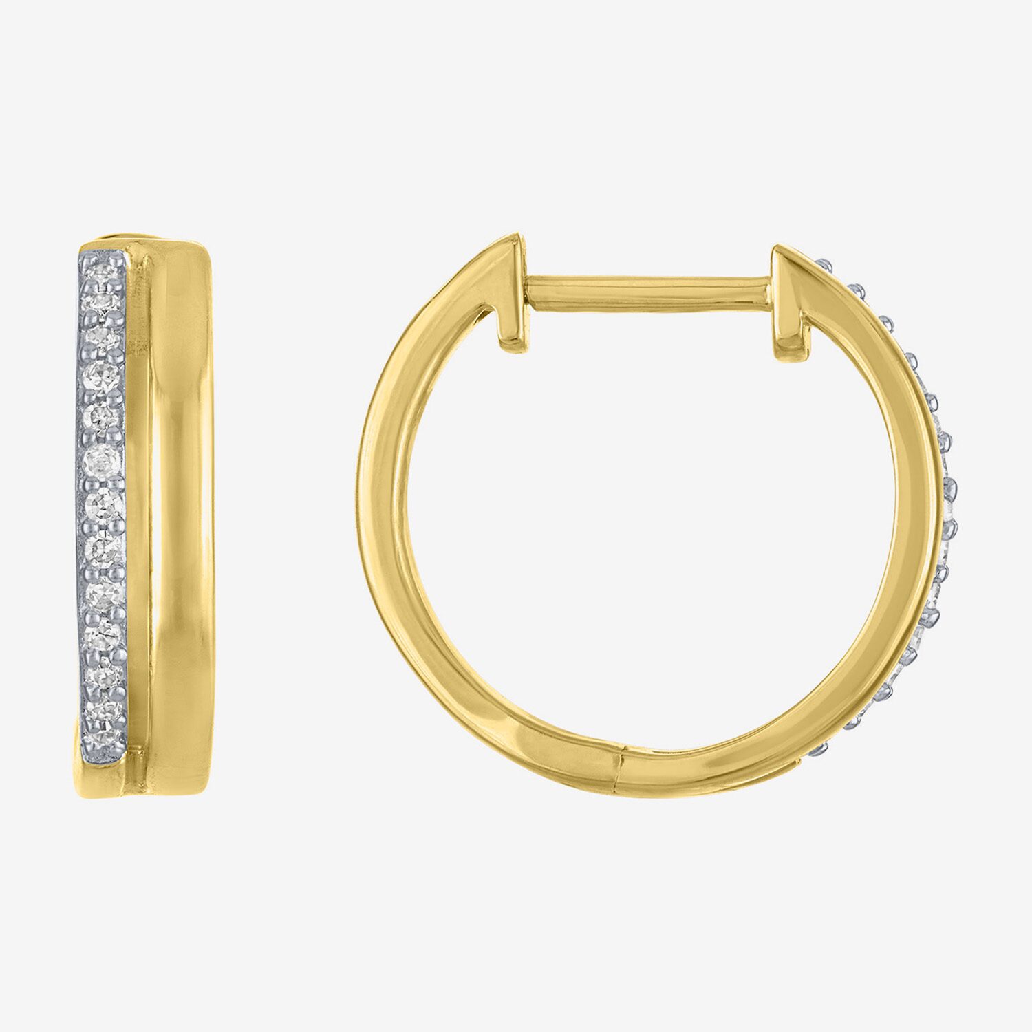 (G-H / Si2-I1) Womens 1/10 CT. T.W. Lab Grown White Diamond 14K Gold Over Silver 15mm Hoop Earrings