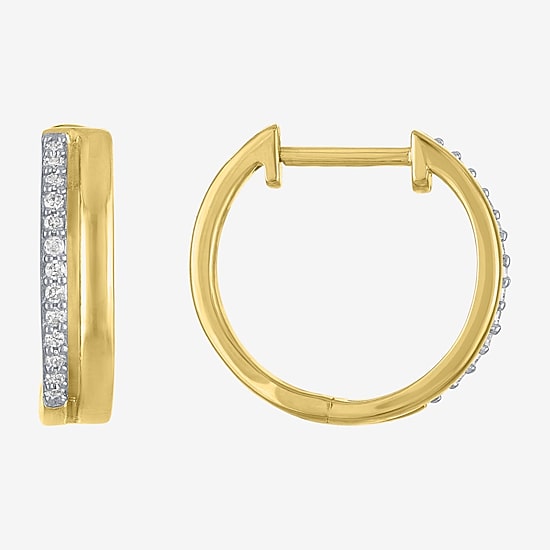 (G-H / Si2-I1) Womens 1/10 CT. T.W. Lab Grown White Diamond 14K Gold Over Silver 15mm Hoop Earrings