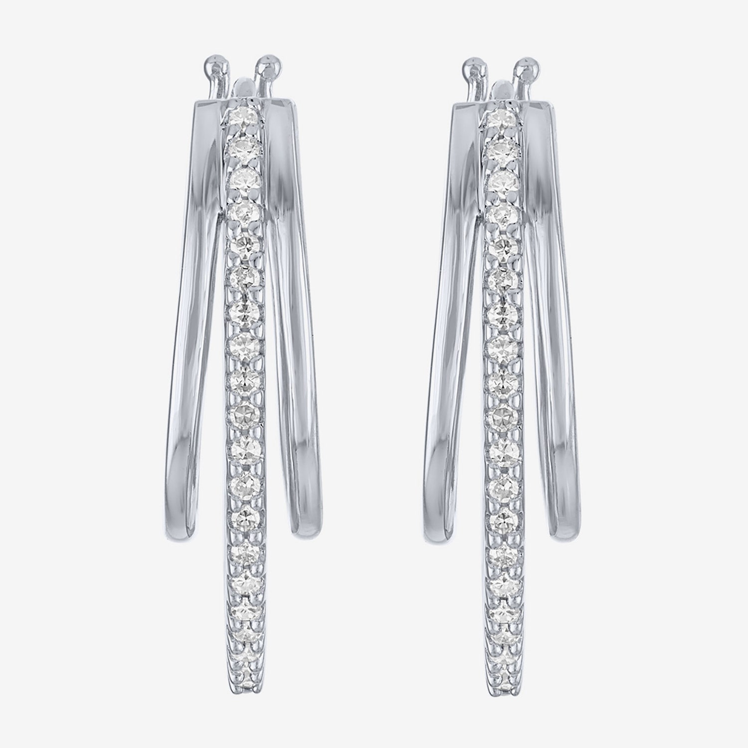 (G-H / Si2-I1) Womens 1/4 CT. T.W. Lab Grown White Diamond Sterling Silver 24mm Hoop Earrings