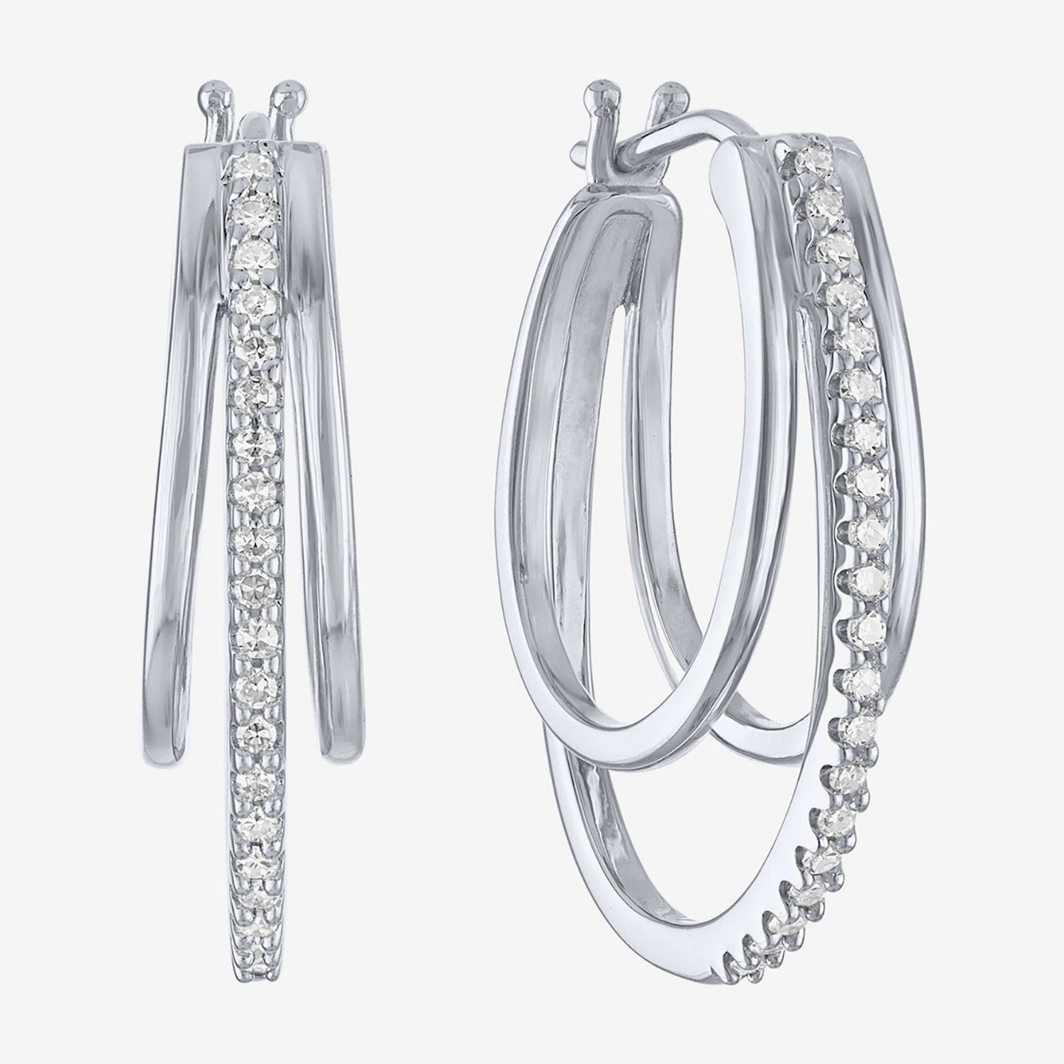 (G-H / Si2-I1) Womens 1/4 CT. T.W. Lab Grown White Diamond Sterling Silver 24mm Hoop Earrings