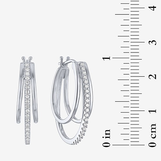 (G-H / Si2-I1) Womens 1/4 CT. T.W. Lab Grown White Diamond Sterling Silver 24mm Hoop Earrings